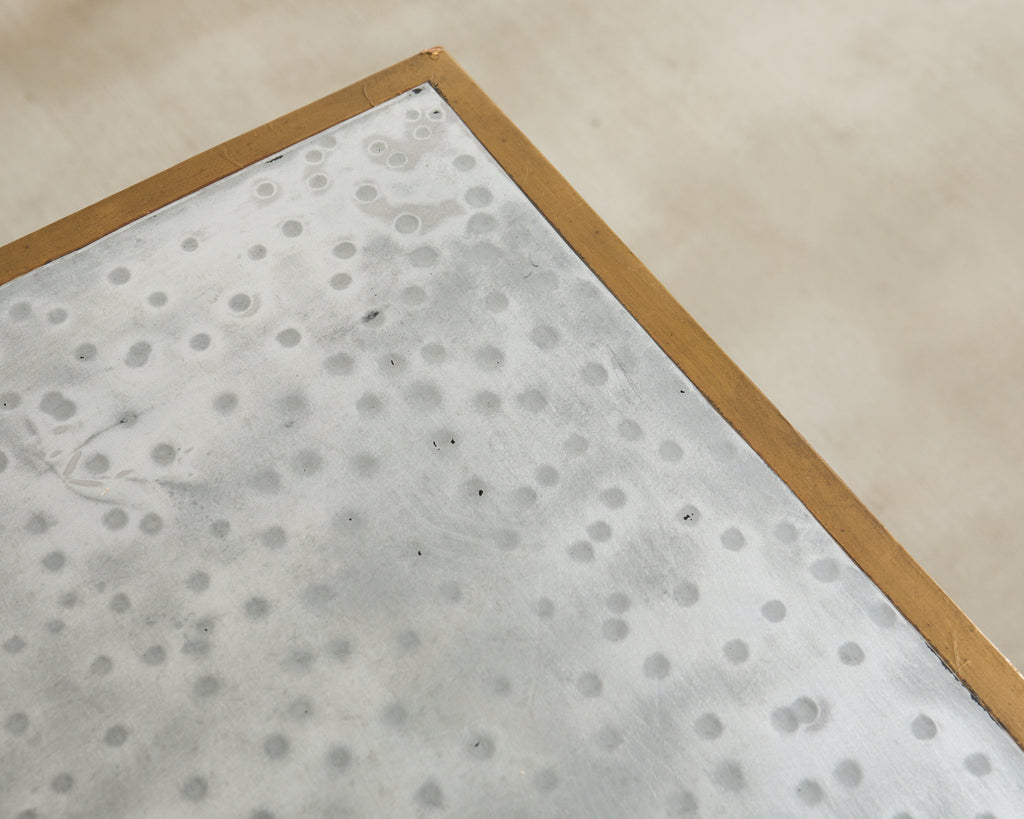 French Art Nouveau Triple Pedestal Iron Bronze Table