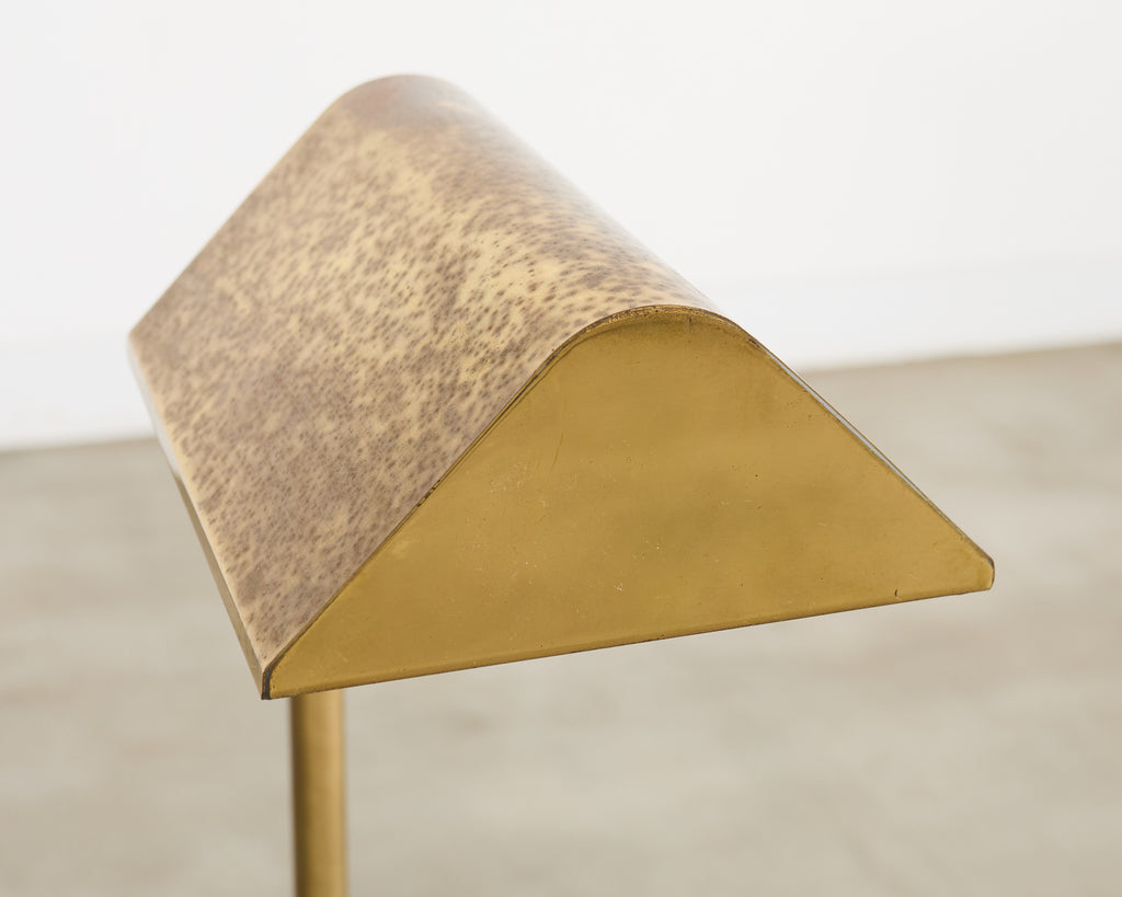 Mid-Century Adjustable Patinated Brass Pharmacy Floor Lamp