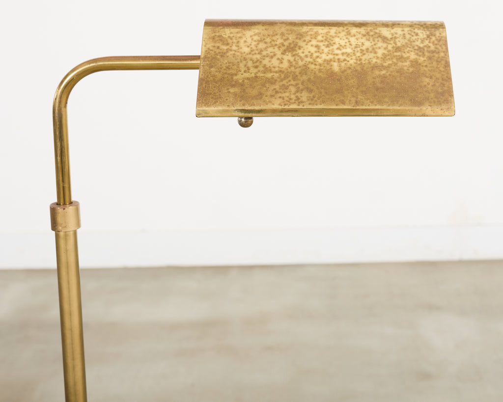 Mid-Century Adjustable Patinated Brass Pharmacy Floor Lamp