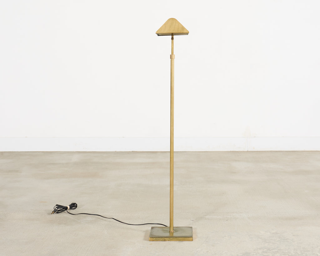Mid-Century Adjustable Patinated Brass Pharmacy Floor Lamp