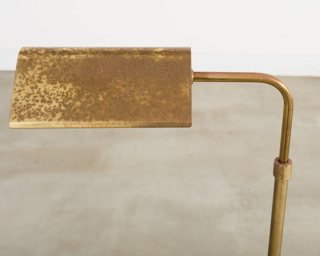 Mid-Century Adjustable Patinated Brass Pharmacy Floor Lamp