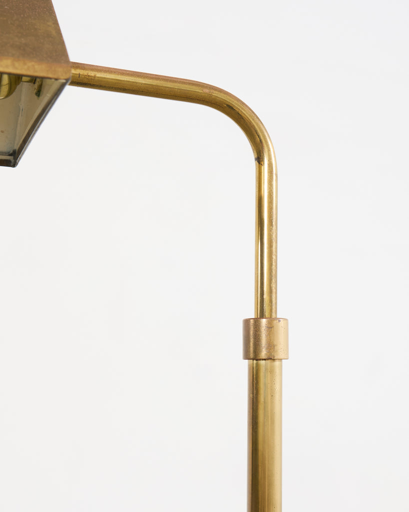Mid-Century Adjustable Patinated Brass Pharmacy Floor Lamp