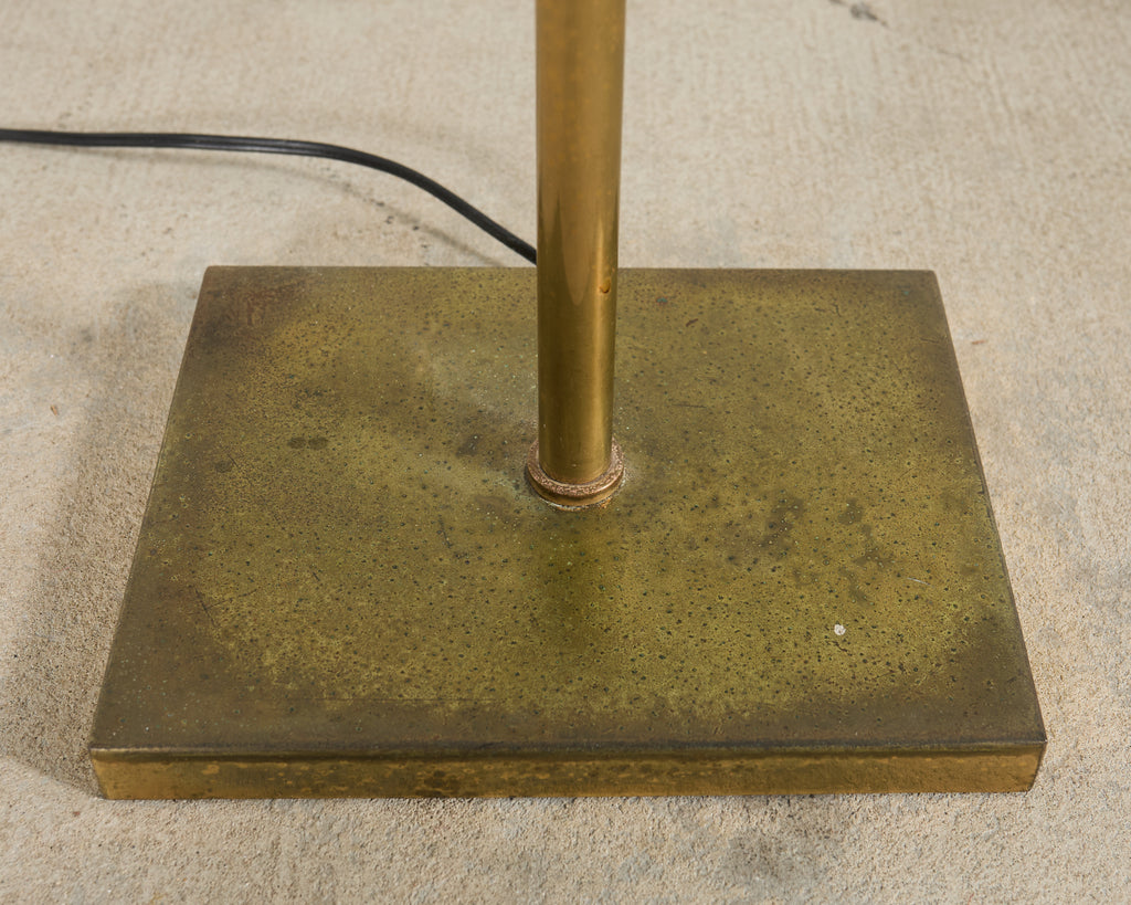 Mid-Century Adjustable Patinated Brass Pharmacy Floor Lamp
