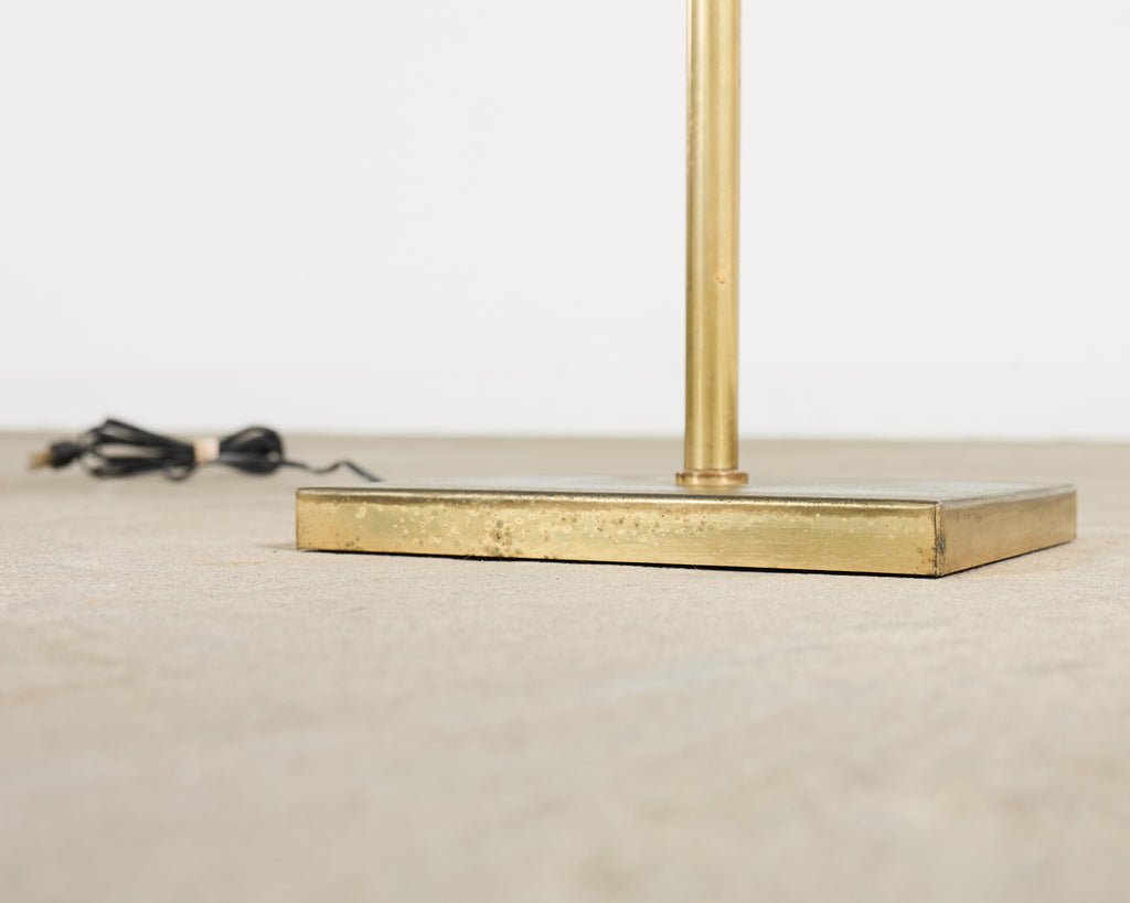 Mid-Century Adjustable Patinated Brass Pharmacy Floor Lamp