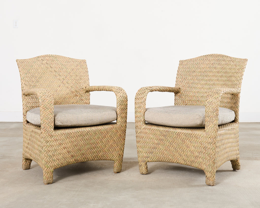 Set of Four Brown Jordan Wicker Havana Garden Armchairs