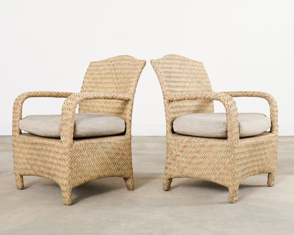 Set of Four Brown Jordan Wicker Havana Garden Armchairs