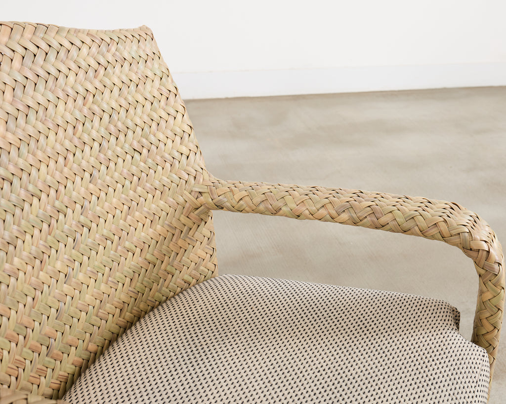 Set of Four Brown Jordan Wicker Havana Garden Armchairs