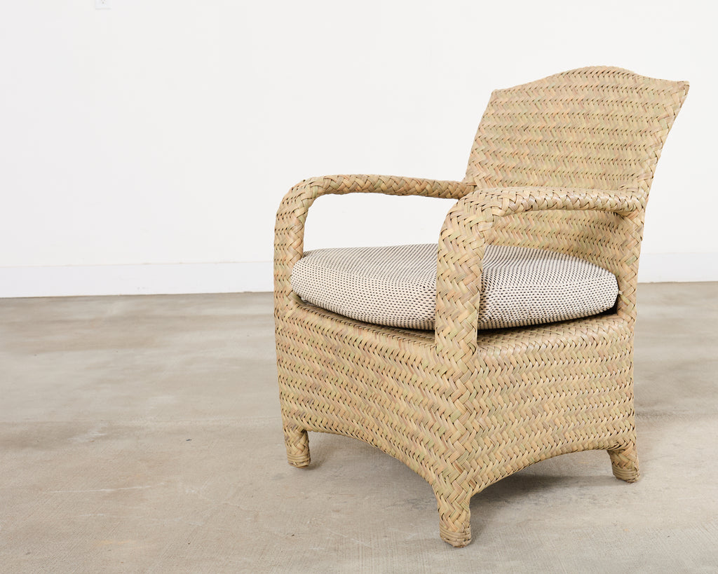 Set of Four Brown Jordan Wicker Havana Garden Armchairs