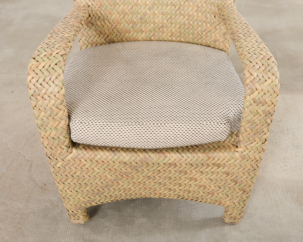 Set of Four Brown Jordan Wicker Havana Garden Armchairs