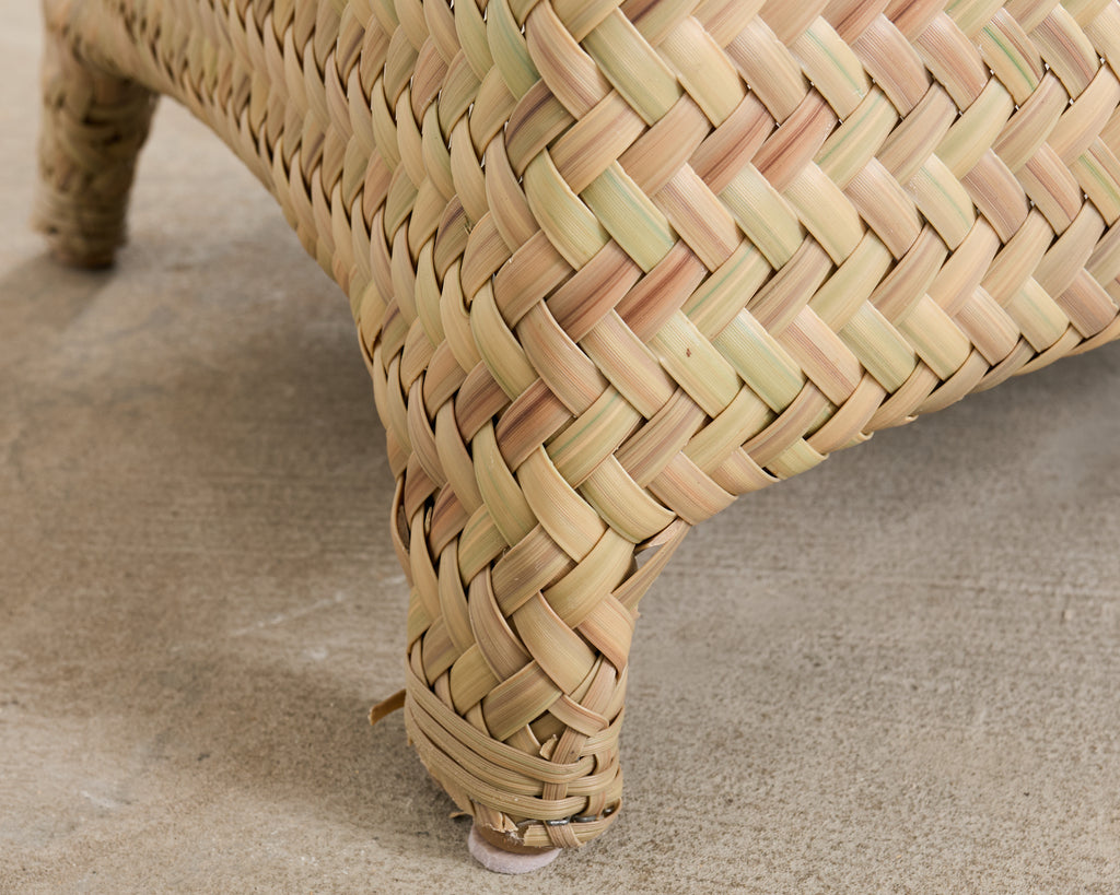 Set of Four Brown Jordan Wicker Havana Garden Armchairs