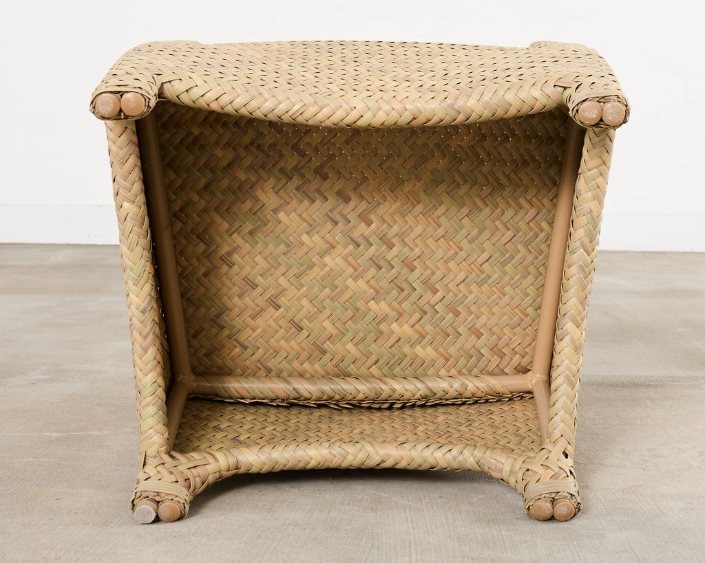 Set of Four Brown Jordan Wicker Havana Garden Armchairs