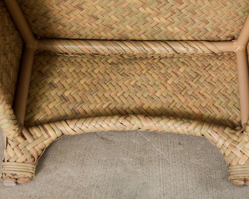 Set of Four Brown Jordan Wicker Havana Garden Armchairs