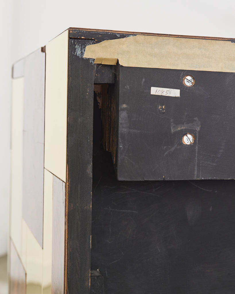 Pair of Paul Evans Signed Cityscape Burl Walnut Brass Cabinets