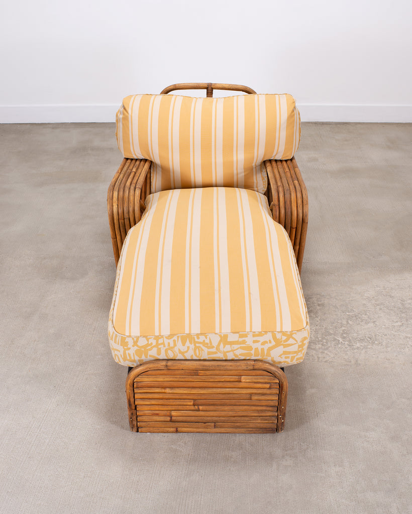 Paul T. Frankl Rattan Six-Strand Square Pretzel Chaise Longue