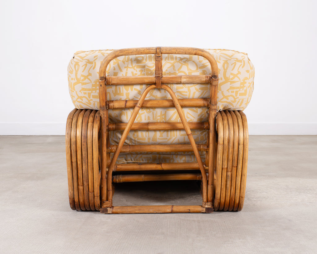Paul T. Frankl Rattan Six-Strand Square Pretzel Chaise Longue