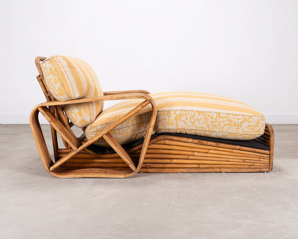 Paul T. Frankl Rattan Six-Strand Square Pretzel Chaise Longue