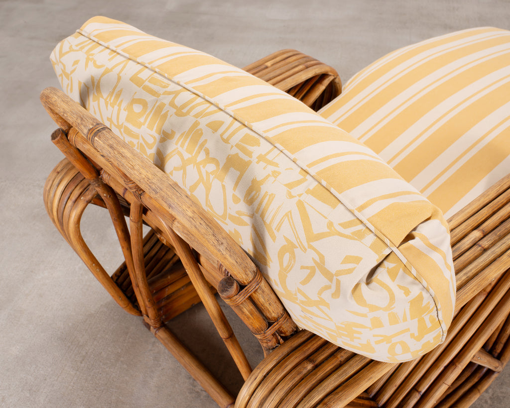 Paul T. Frankl Rattan Six-Strand Square Pretzel Chaise Longue