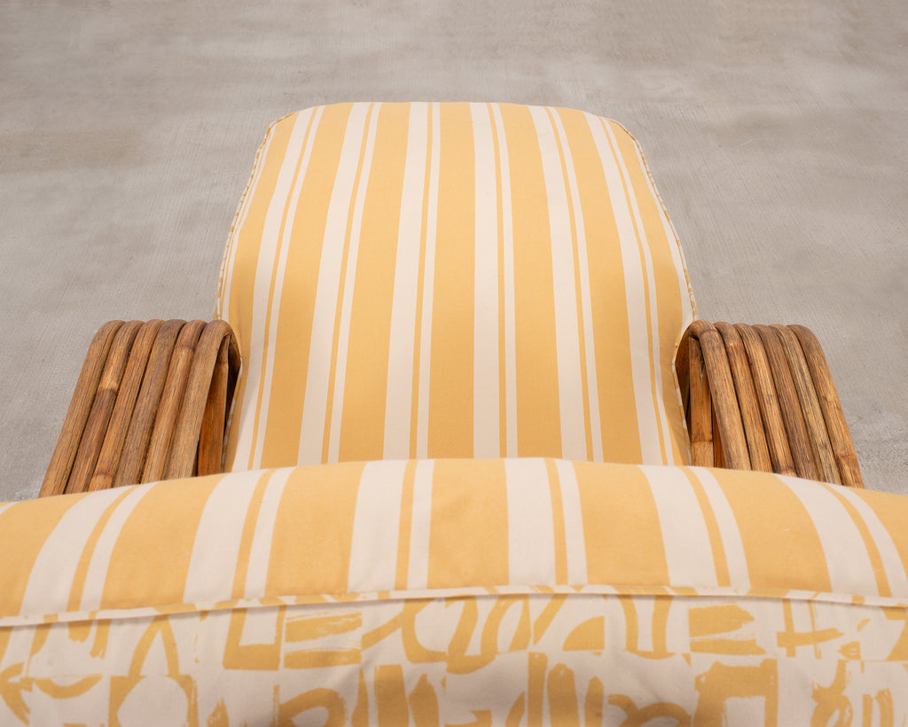 Paul T. Frankl Rattan Six-Strand Square Pretzel Chaise Longue