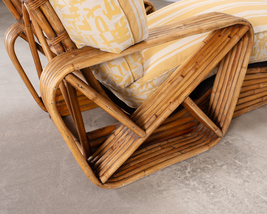 Paul T. Frankl Rattan Six-Strand Square Pretzel Chaise Longue