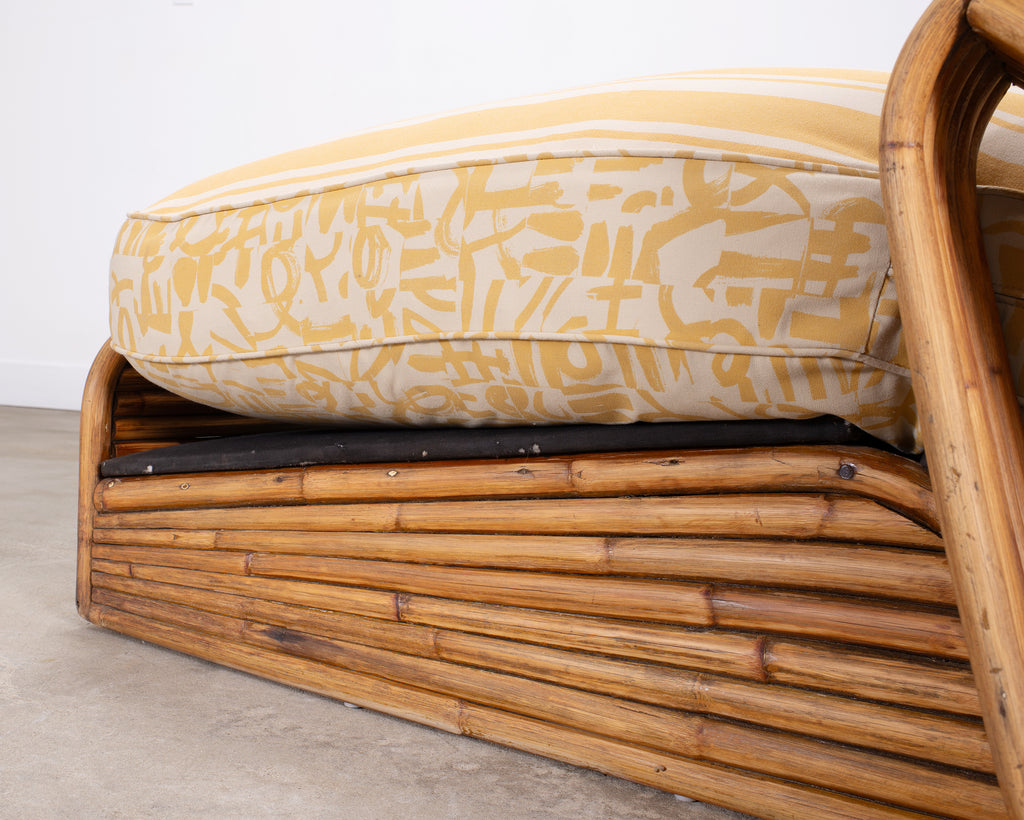 Paul T. Frankl Rattan Six-Strand Square Pretzel Chaise Longue
