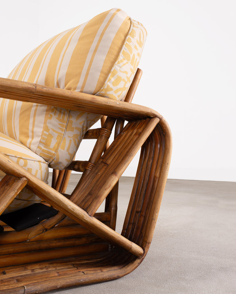 Paul T. Frankl Rattan Six-Strand Square Pretzel Chaise Longue