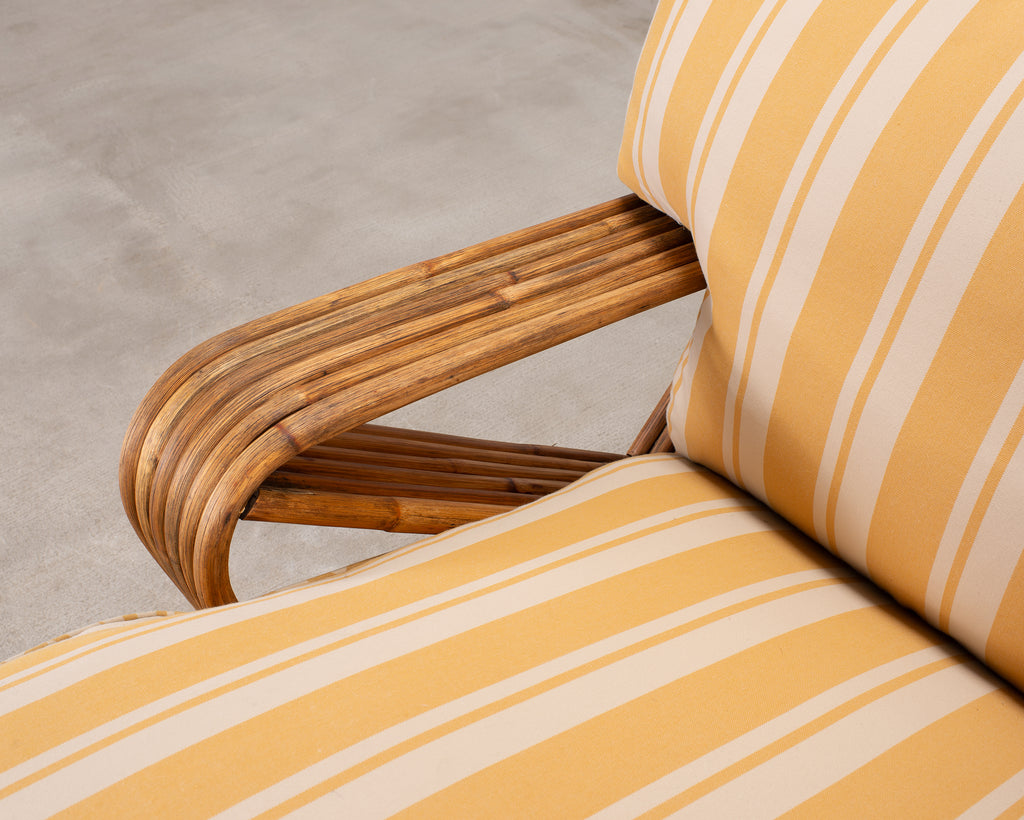 Paul T. Frankl Rattan Six-Strand Square Pretzel Chaise Longue