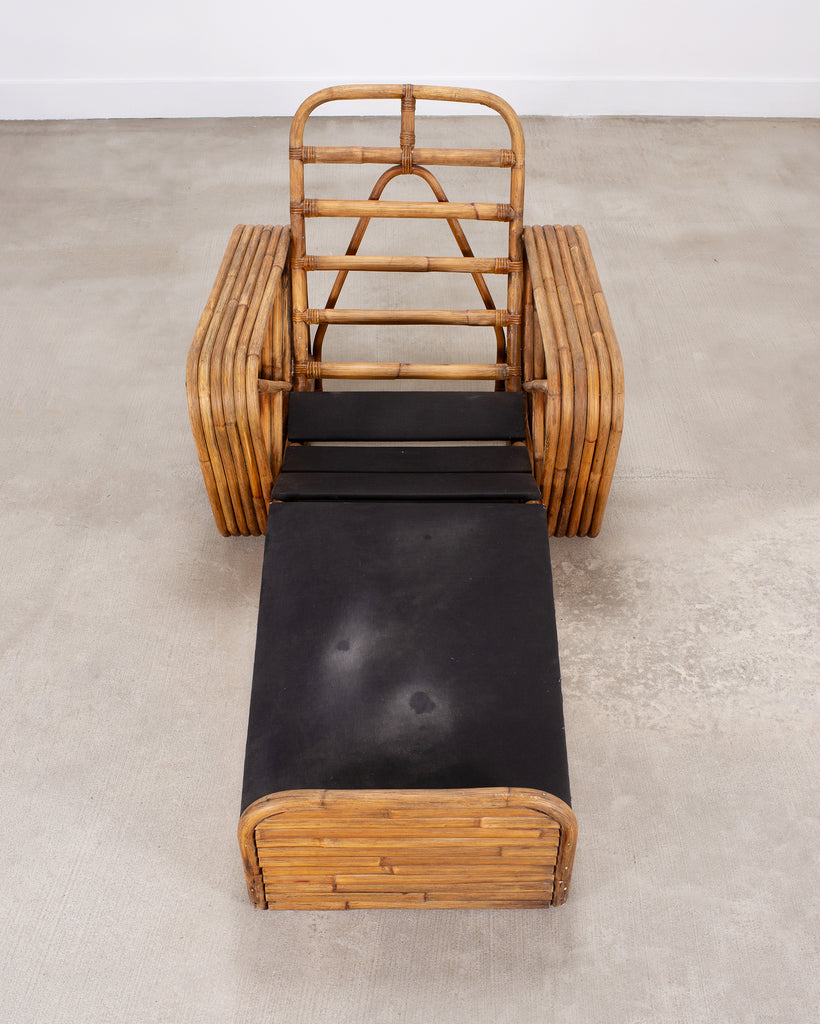 Paul T. Frankl Rattan Six-Strand Square Pretzel Chaise Longue