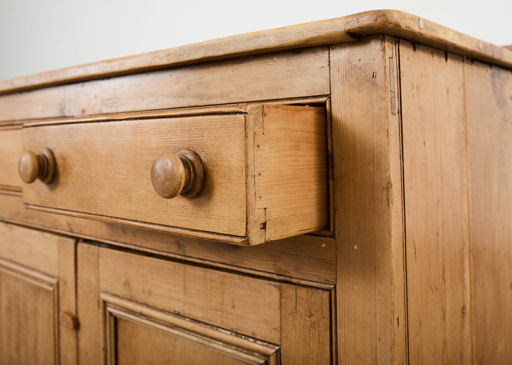 19th Century Country French Provincial Pine Sideboard 7 Ft