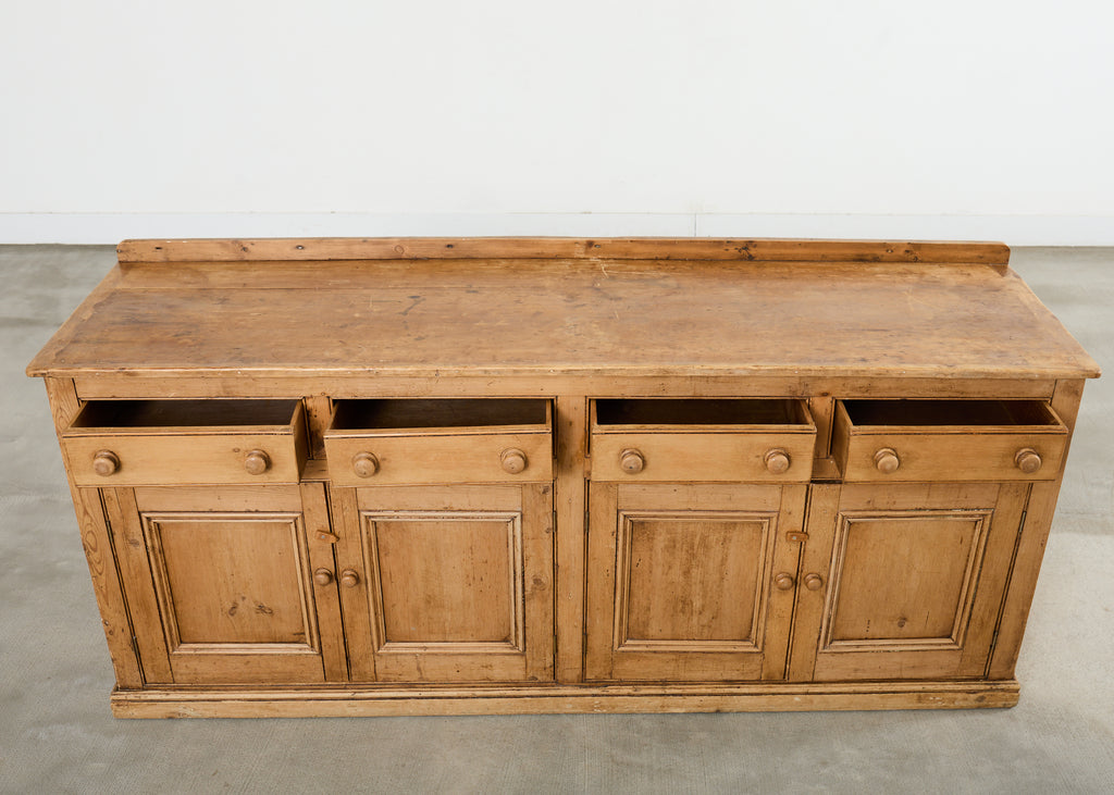 19th Century Country French Provincial Pine Sideboard 7 Ft