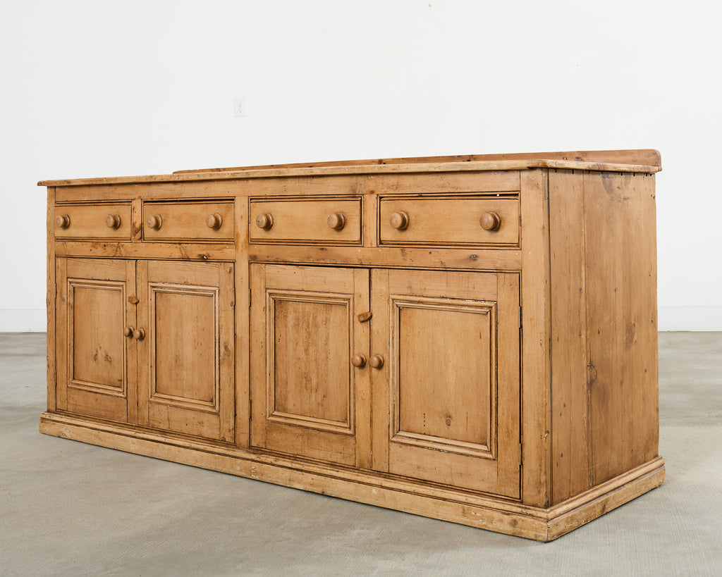 19th Century Country French Provincial Pine Sideboard 7 Ft