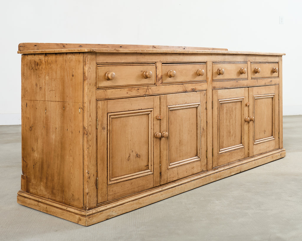 19th Century Country French Provincial Pine Sideboard 7 Ft