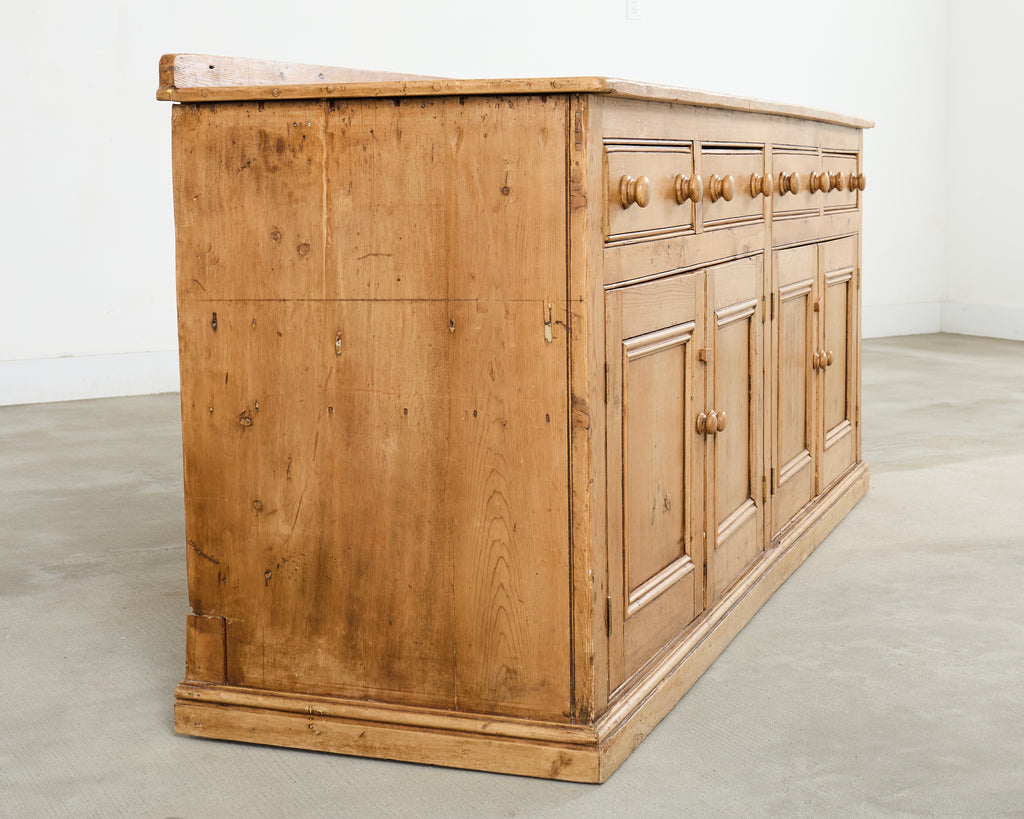 19th Century Country French Provincial Pine Sideboard 7 Ft