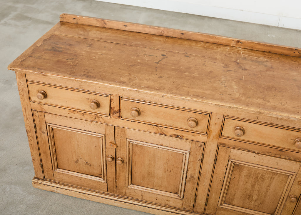 19th Century Country French Provincial Pine Sideboard 7 Ft