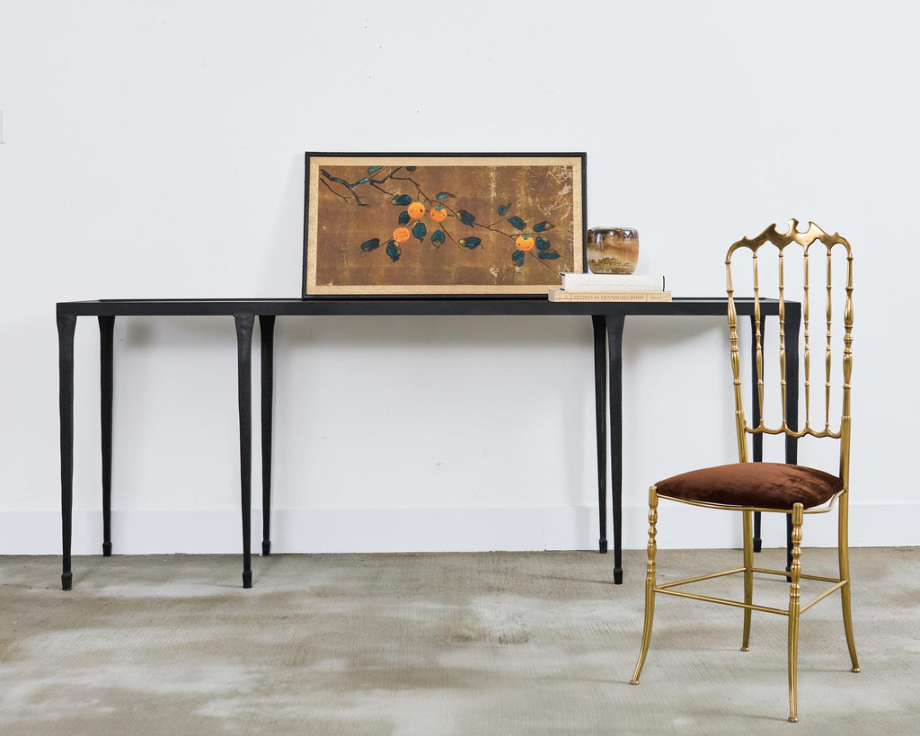 Japanese Showa Painted Panel Screen Persimmon Branch