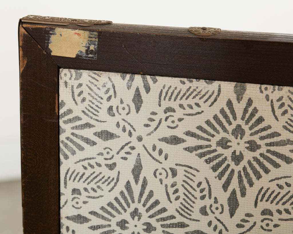 Japanese Showa Four Panel Screen Persimmon Branch in Snow