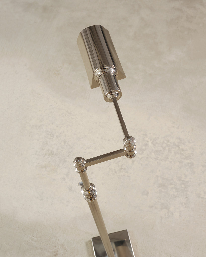 Ralph Lauren Style Adjustable Polished Nickel Pharmacy Floor Lamp