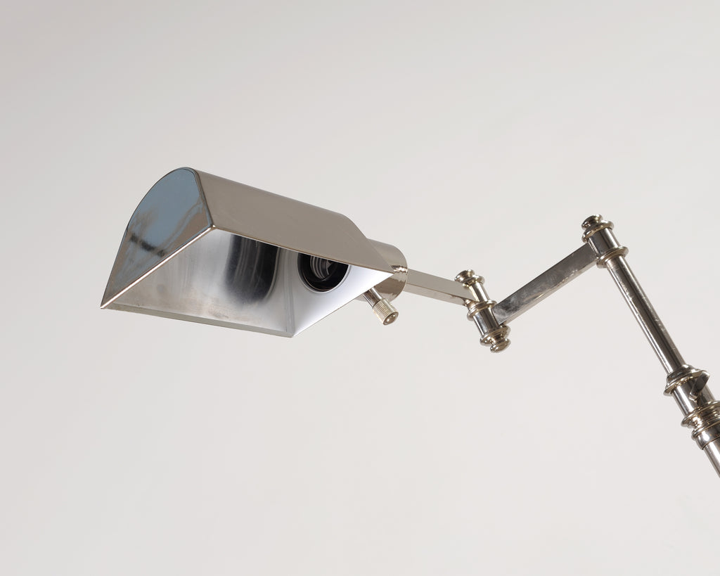 Ralph Lauren Style Adjustable Polished Nickel Pharmacy Floor Lamp