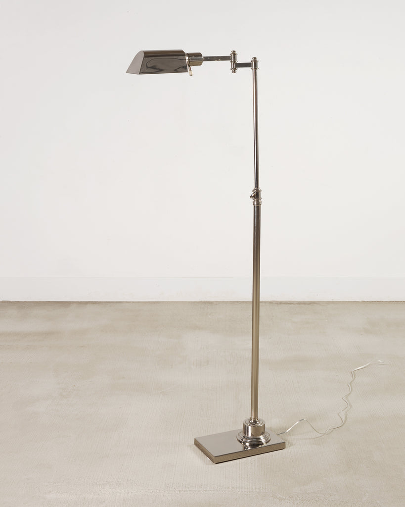 Ralph Lauren Style Adjustable Polished Nickel Pharmacy Floor Lamp