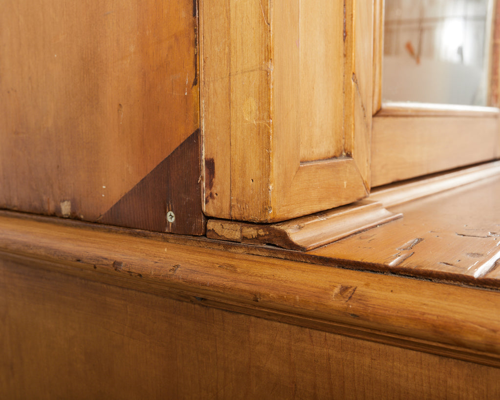 19th Century Country English Fruitwood Library Bookcase Cabinet