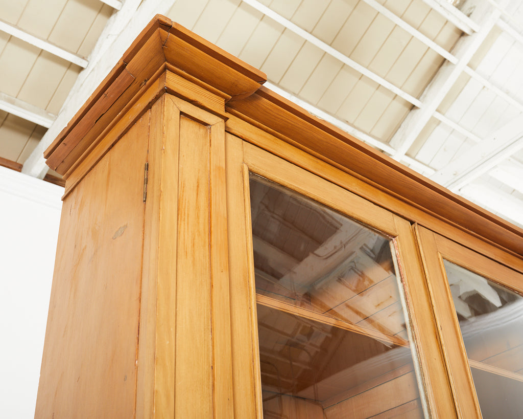 19th Century Country English Fruitwood Library Bookcase Cabinet