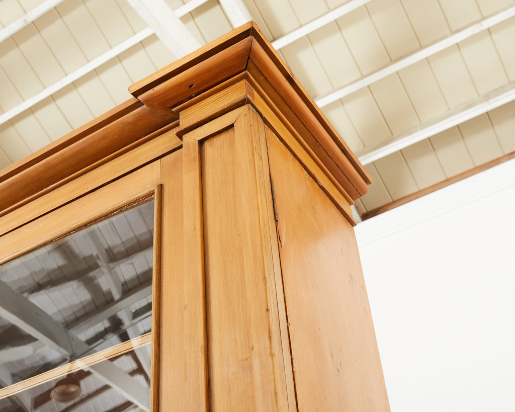 19th Century Country English Fruitwood Library Bookcase Cabinet