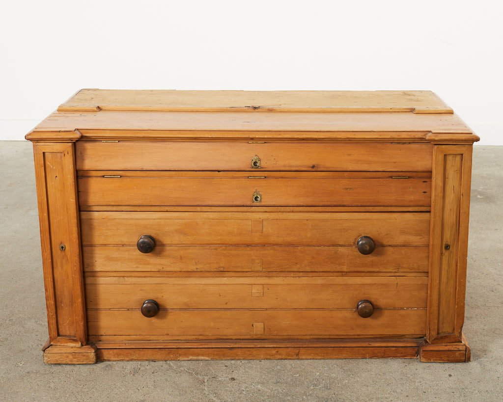 19th Century Country English Fruitwood Library Bookcase Cabinet