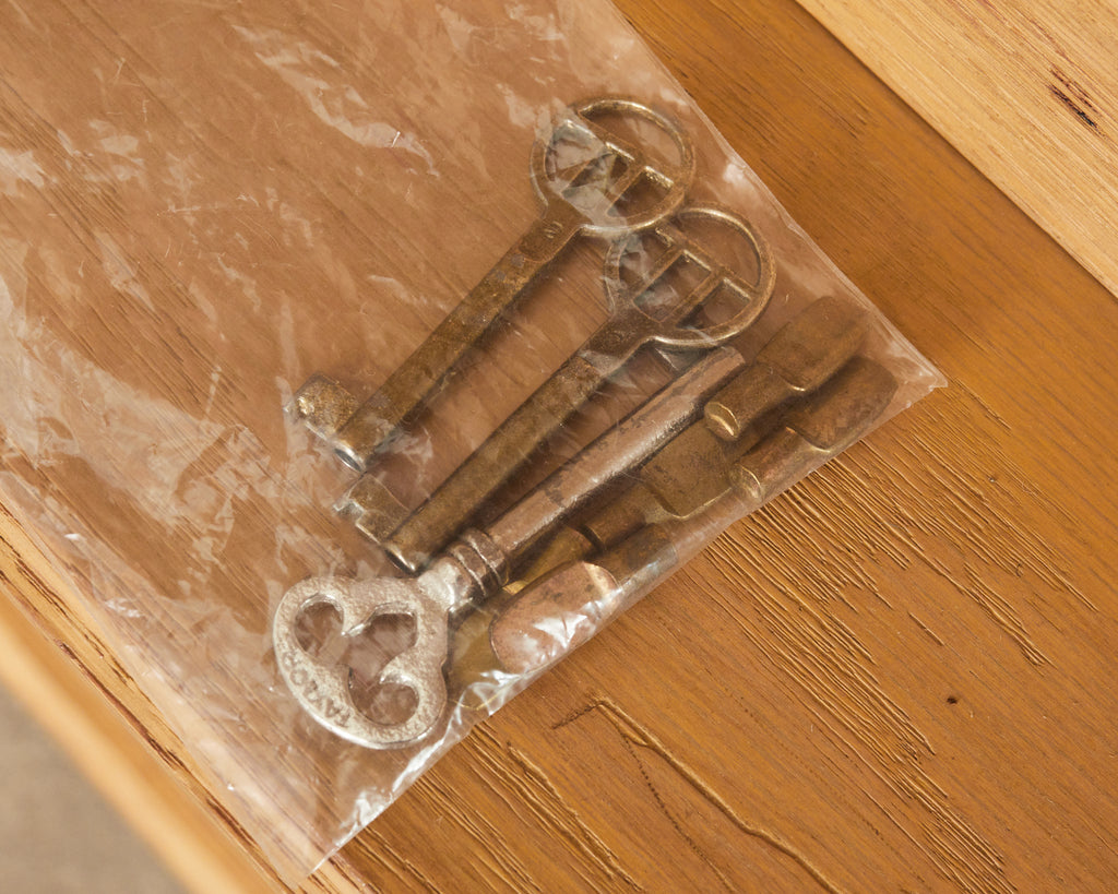 Neoclassical Style Oak Library Bookcase with Beveled Glass Doors