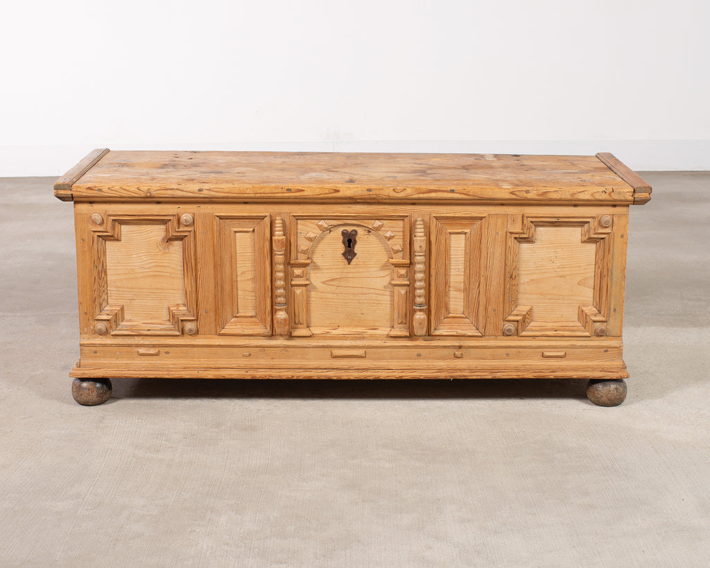 18th Century Dutch Baroque Style Pine Mule Blanket Chest