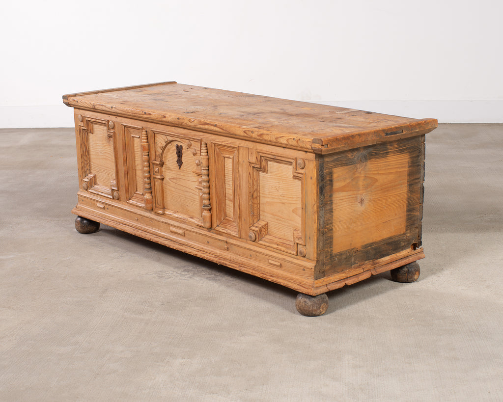 18th Century Dutch Baroque Style Pine Mule Blanket Chest