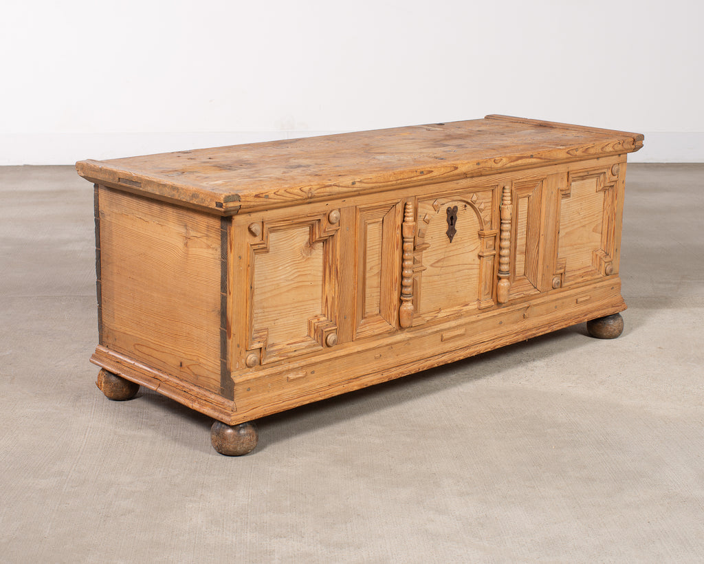 18th Century Dutch Baroque Style Pine Mule Blanket Chest