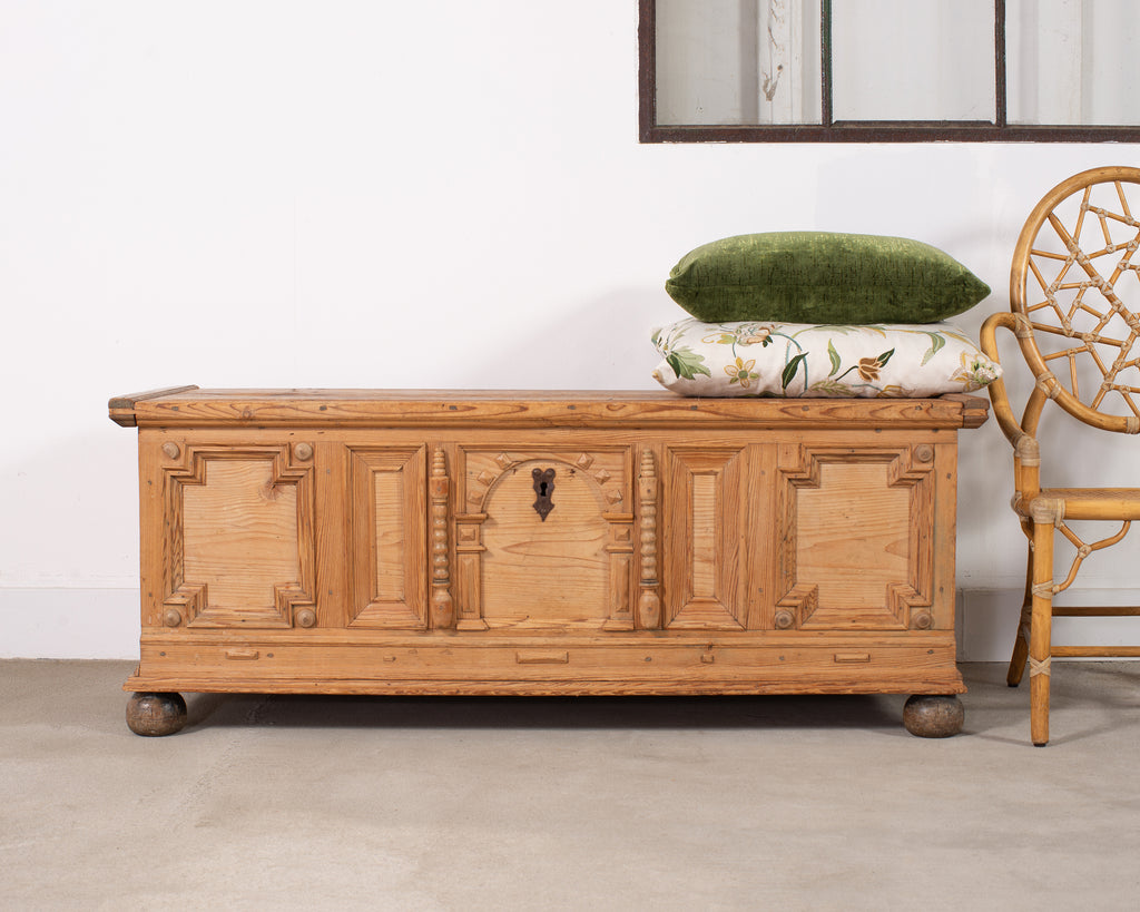 18th Century Dutch Baroque Style Pine Mule Blanket Chest