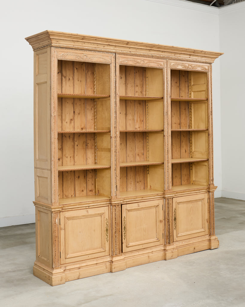 19th Century French Pine Library Bibliotheque Bookcase