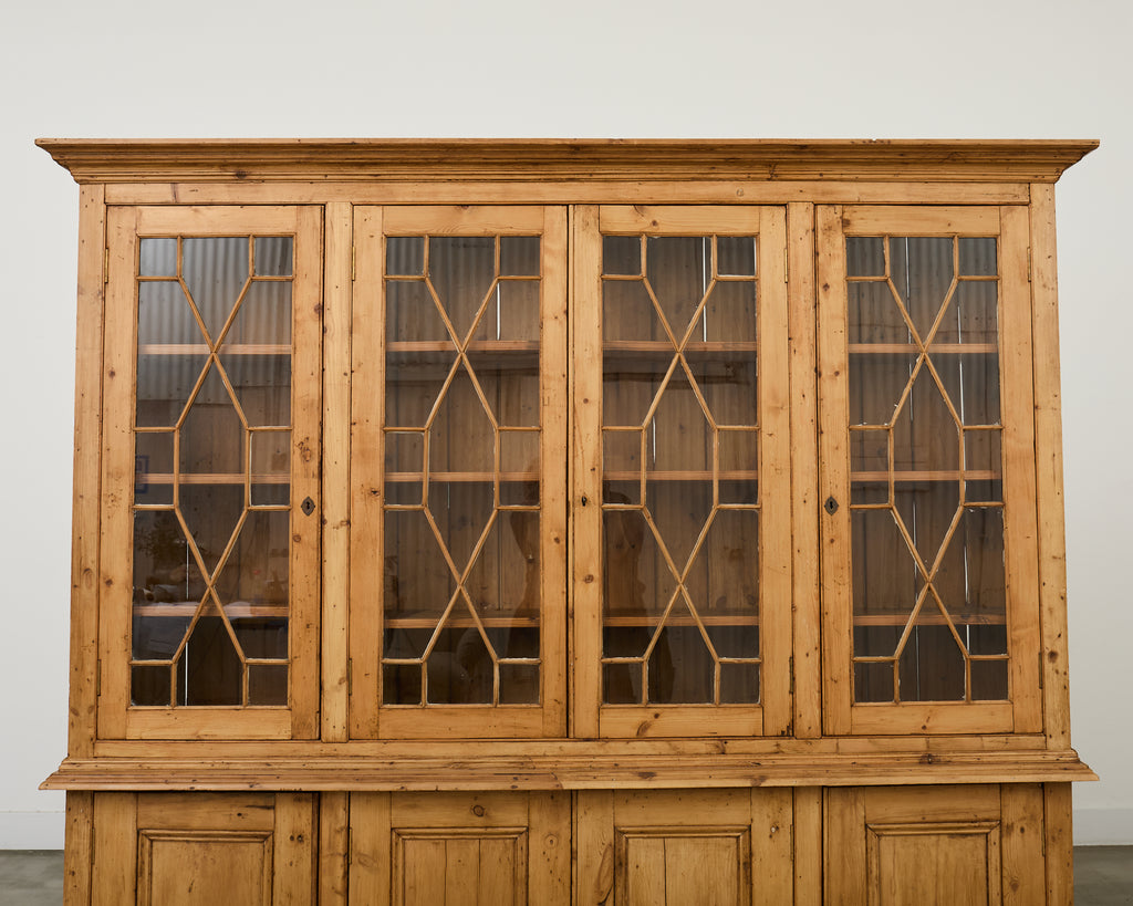 English George III Style Pine Astral Glazed Bibliotheque Bookcase