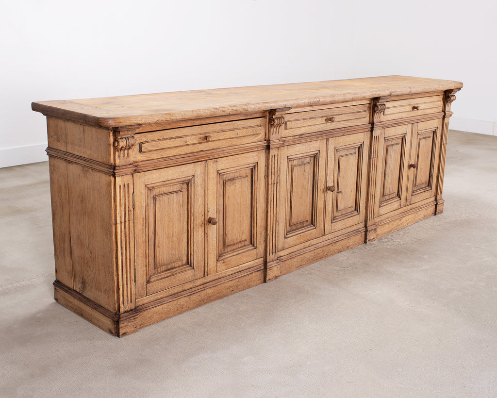 Country French Provincial Bleached Oak Enfilade Sideboard 8 Ft